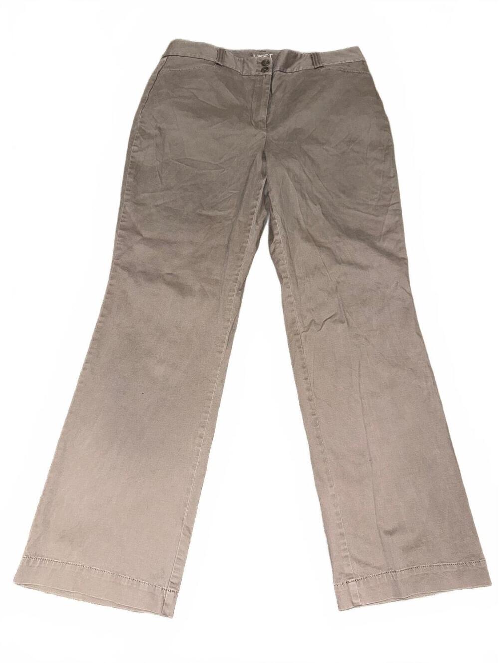 Women's LOFT Curvy Trouser Taupe Wide Leg Chino Pants Size 8P